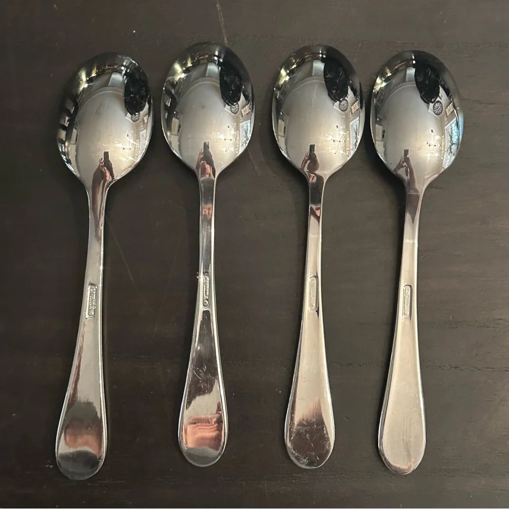 Oneida Stainless Icarus Glossy Large Serving Spoons Set of Four